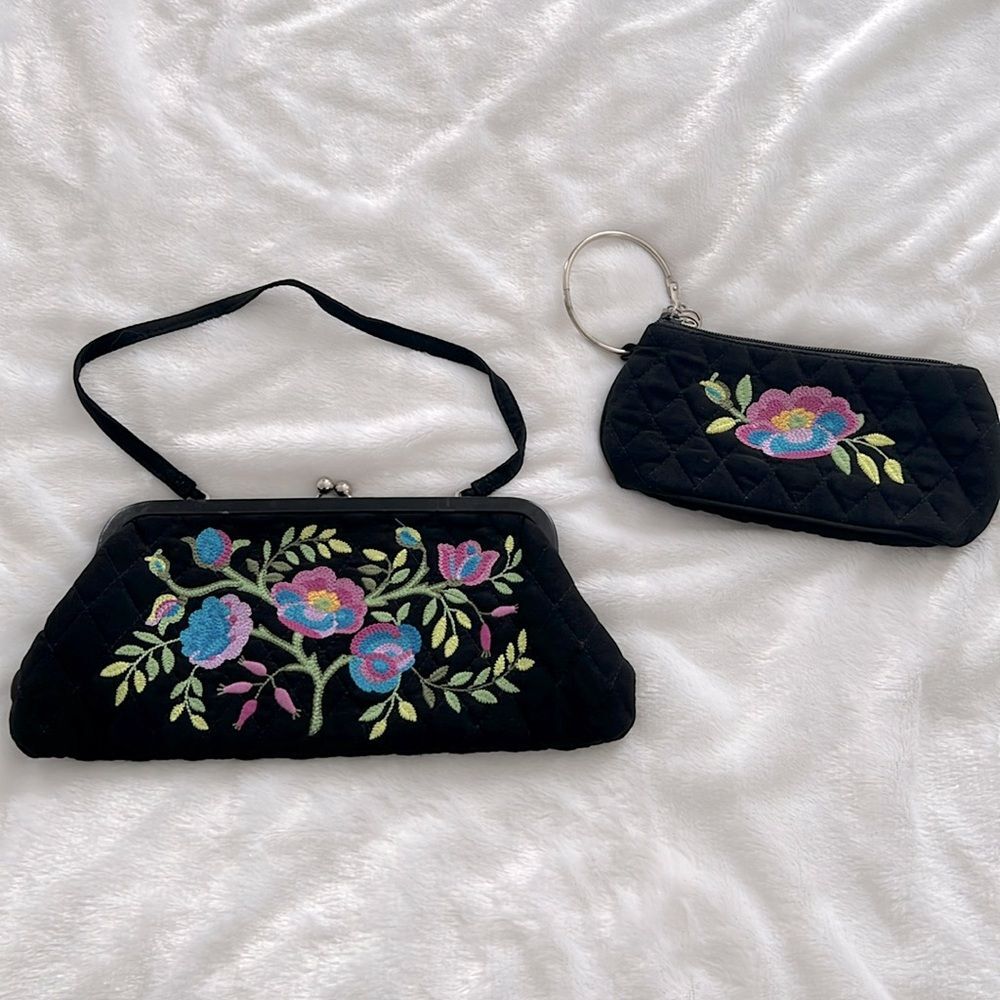 VERA Bradley Veronique LIMITED EDITION Floral Embroidered Vintage Style Bag Set